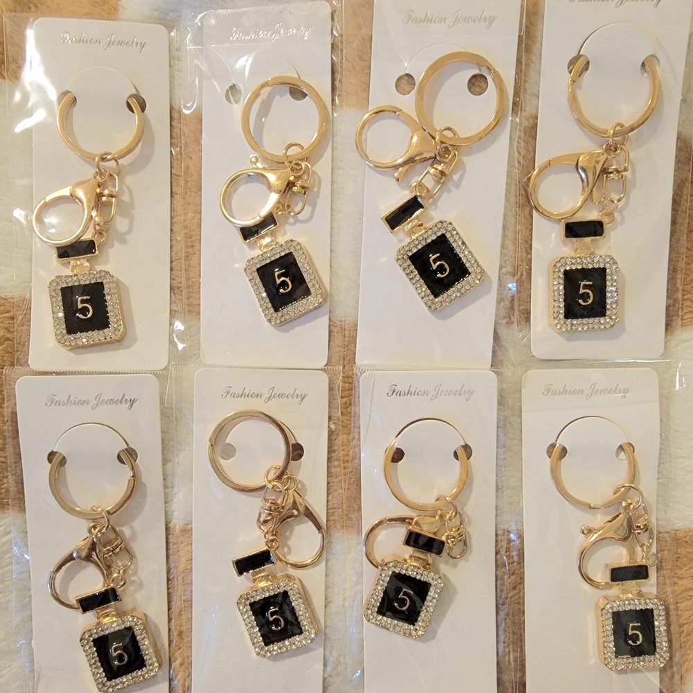 Gold Or Silver Perfume Bottle Keychain/Bag Charms